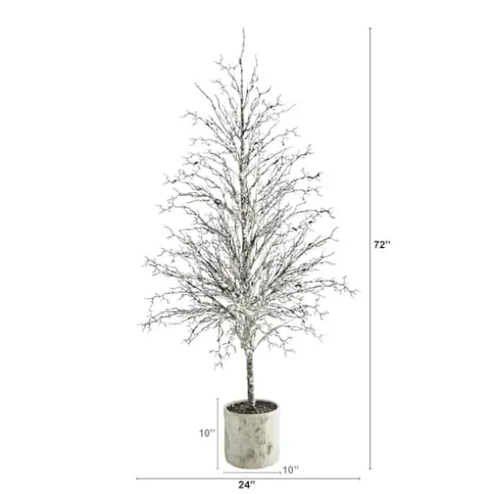 6ft. Unlit Snowed Twig Artificial Christmas Tree in Decorative Planter {3}