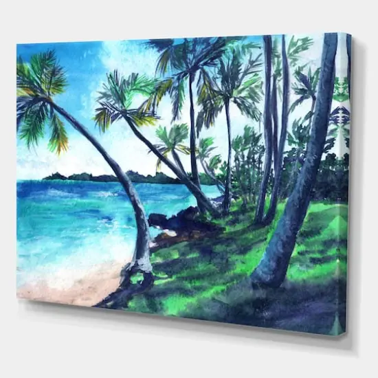 Designart - Tropical Beach In Summer Paradise - Nautical & Coastal Canvas Wall Art Print {1}