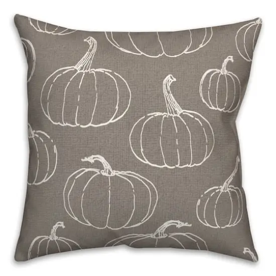 Gray Pumpkin Pattern Throw Pillow {1}