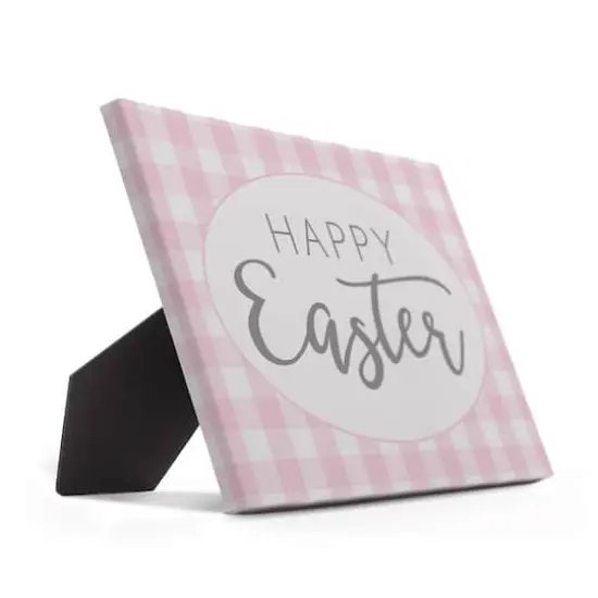Pink Buffalo Check Happy Easter Tabletop Canvas {3}