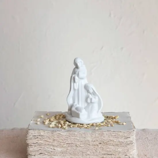 Hello Honey&reg; 6" White Stoneware Holy Family D&eacute;cor {3}