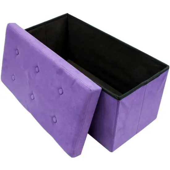 Sorbus 30" Faux Suede Storage Bench Purple {5}