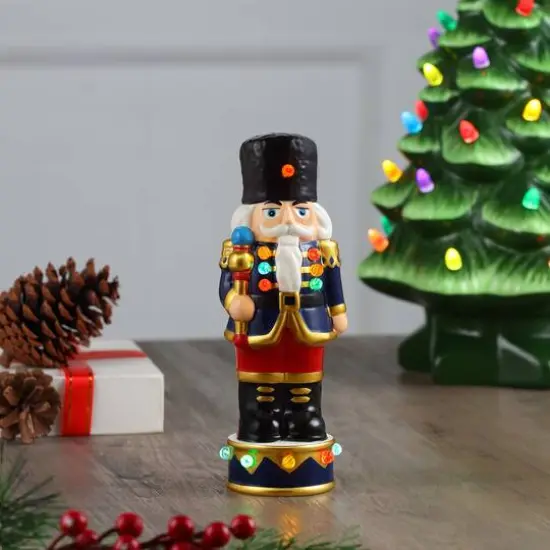8" Illuminated Nostalgic Ceramic Nutcracker {3}