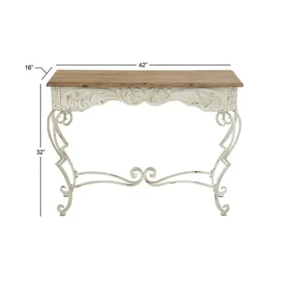 White Farmhouse Metal Console Table, 32" x 42" {5}