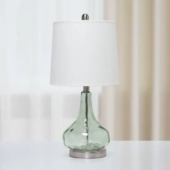 Lalia Home 23" Glass Table Lamp with White Fabric Shade Clear Sage {5}