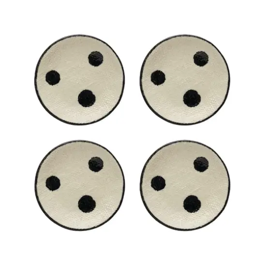 Hello Honey® 4" Ivory & Black Hand Painted Stoneware Dishes with Polka Dots, 4ct. {1}