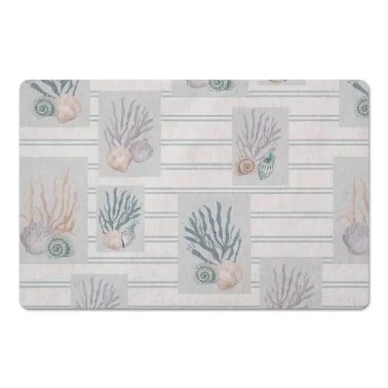 Shell Panels On Stripe Floor Mat Blue Stripe {1}