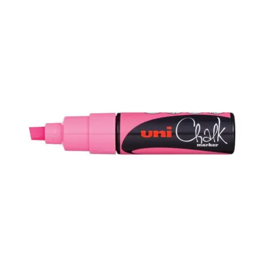 Uni Broad Chisel Tip Chalk Marker Fluorescent Pink {4}