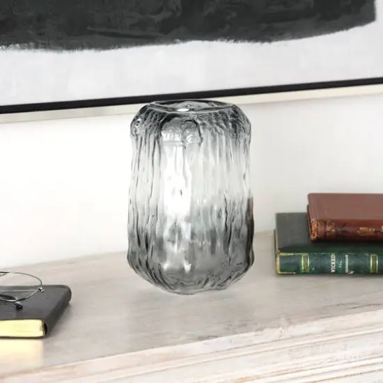 9" Gray Ombre Textured Rectangular Glass Vase {6}