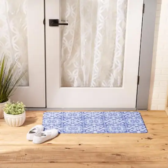 DII&reg; Blue Tile Tufted Mat {5}