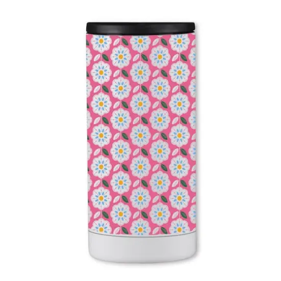 12oz. Pink Mod Flower Pattern Koozie {1}