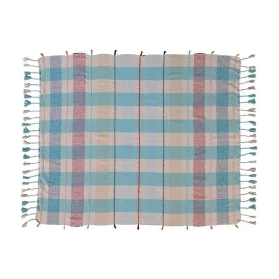 Hello Honey&reg; Multicolor Plaid Braided Fringe Throw Blanket {9}