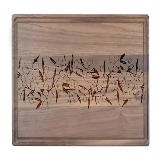 Floral Center Band 17" x 11" Walnut Cutting Board {1}