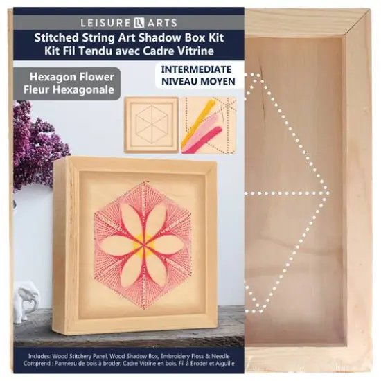 Leisure Arts&reg; Hexagon Flower Stitched String Art Shadow Box Kit {1}