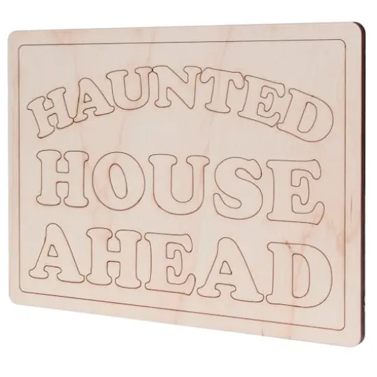 Leisure Arts&reg; Home 9.5" x 7" Haunted House Ahead Wood Sign {1}