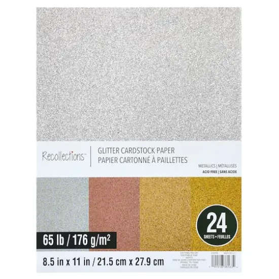 Glitter Metallic Cardstock Paper by Recollections&trade;, 8.5" x 11" {1}
