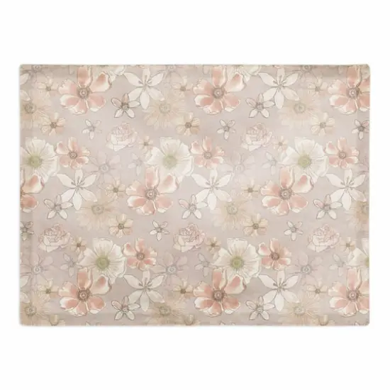 Watercolor Florals Cotton Twill Placemat Blush {1}
