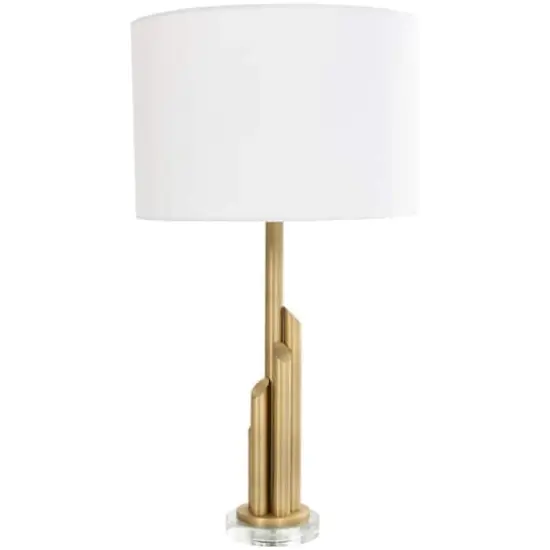 2ft. Gold Metal Abstract Tiered Pillar Accent Lamp with Glass Base {5}