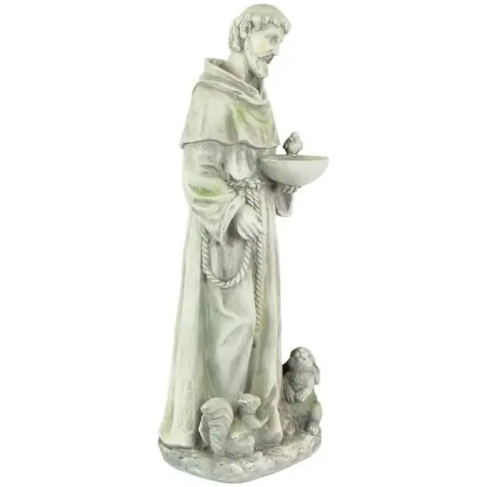 23.5" Religious St. Francis of Assisi Bird Feeder Outdoor Garden Statue {4}