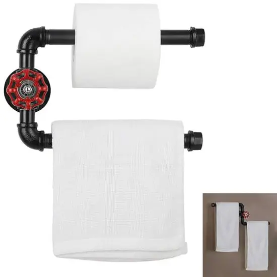 Black Iron Rustic Wall-Mounted Paper Towel Holder Stand {1}