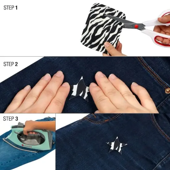 SINGER&reg; Animal Print & Khaki DIY Iron-On Fabric Patch Kit with 2 Bonus Stencils {6}