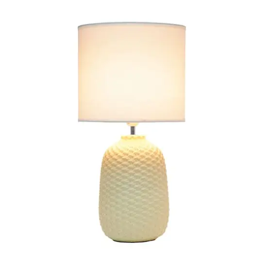 Simple Designs 20" Ceramic Purled Texture Table Lamp Yellow {3}