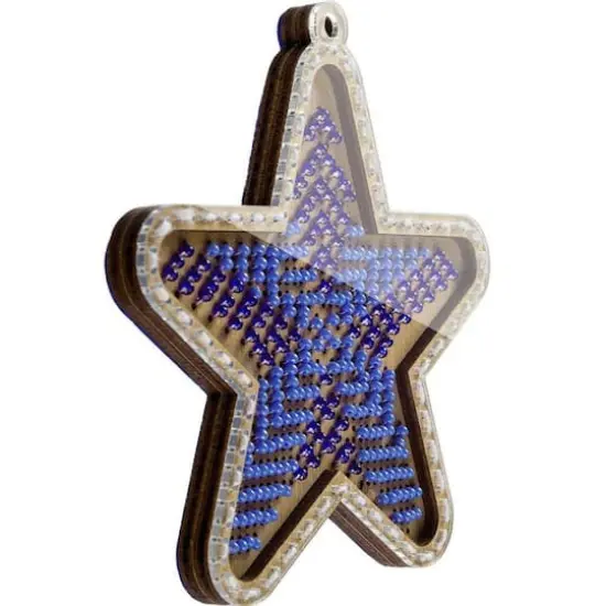 Wonderland Crafts Blue Star Bead Embroidery on Wood Kit {4}