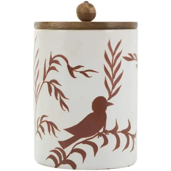 Cream & Brown Ceramic Floral Canister Set with Lids {4}