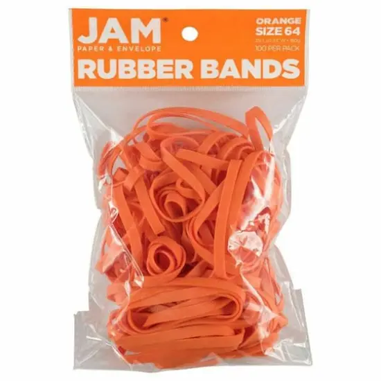 JAM Paper Size 64 Rubber Bands, 100ct. Orange {1}