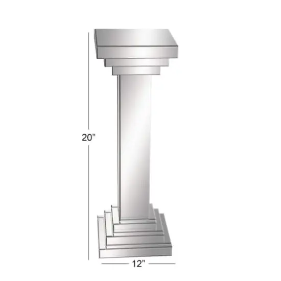 Silver Wood Glam Pedestal Table, 36" x 12" x 12" {5}