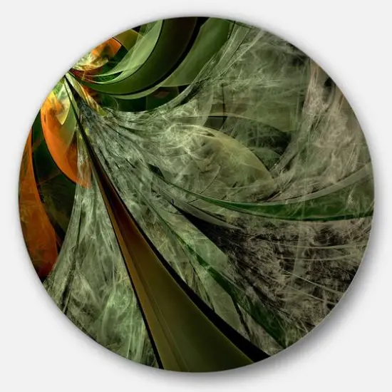 Designart - Green and Yellow Glossy Fractal Flower' Floral Metal Circle Wall Art {1}
