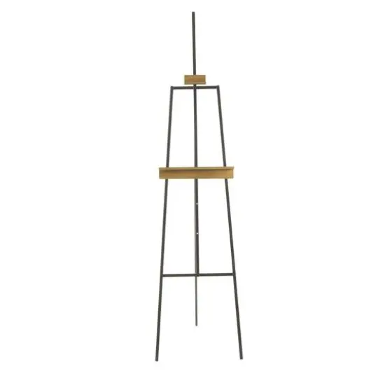 68.5" Black Metal Painter's Inspired 4-Tier Display Easel with Gold Accents {7}