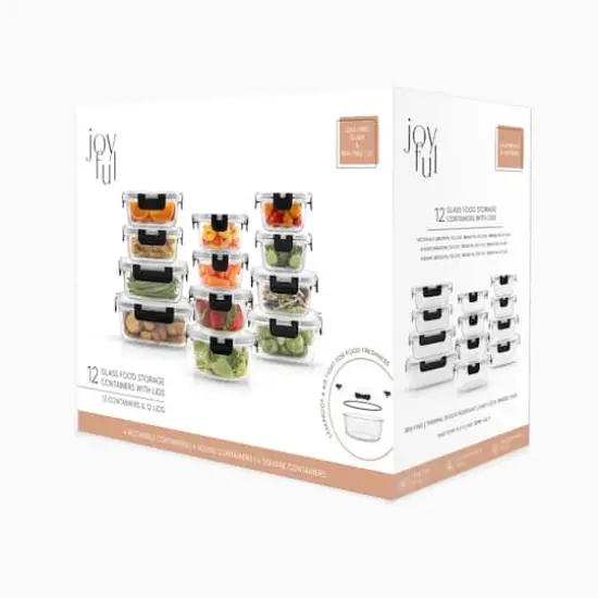 JoyJolt&reg; Glass Storage Containers Set Black {10}