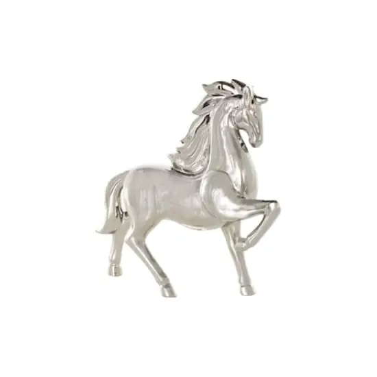 12" Ceramic Prancing Horse Sculpture Silver {1}