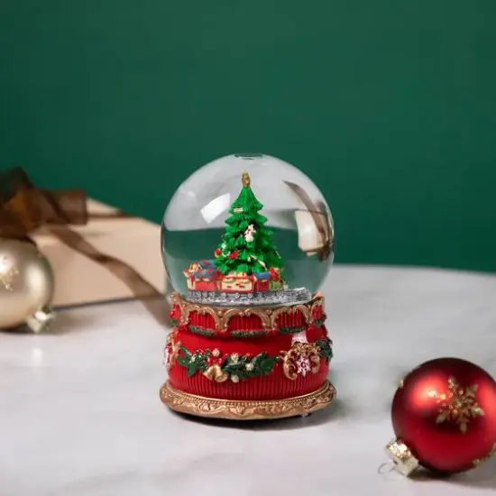 6" Musical Christmas Tree & Train Animated Water Globe {6}
