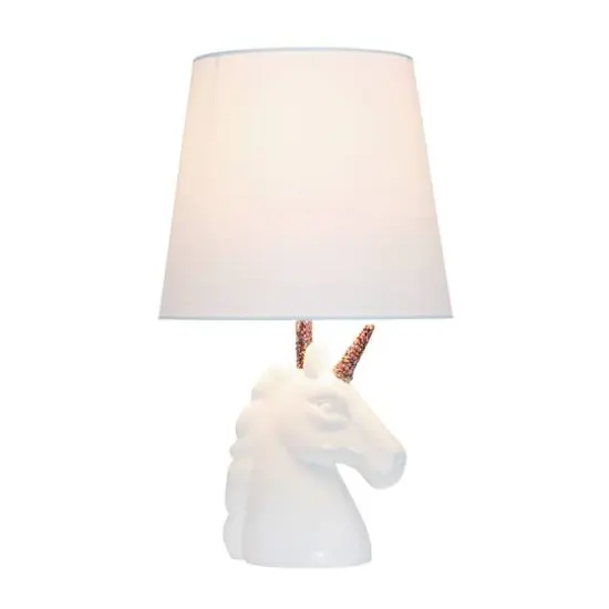 Simple Designs 15.5" Unicorn Table Lamp White/Rainbow Glitter {3}