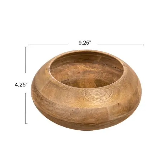 Hello Honey&reg; 9.2" Modern Round Wood Bowl Natural Finish {7}