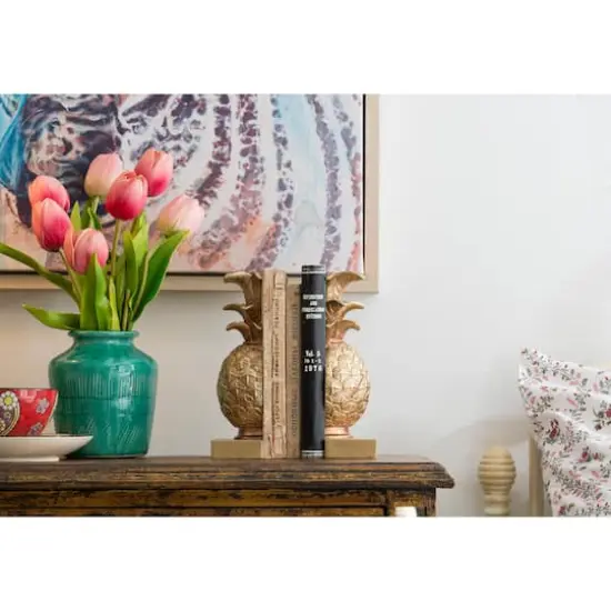 Hello Honey&reg; 9" Pineapple Shaped Gold Bookend Set {5}