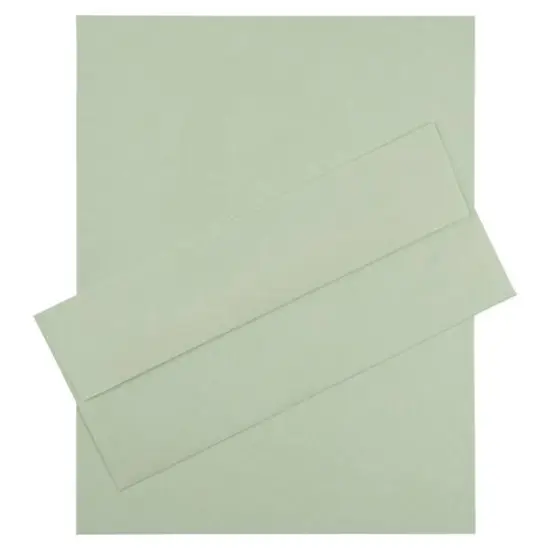 JAM Paper 8.5" x 11" Letter Paper & Envelopes #10 Business Stationery Set, 100ct. Green Parchment {1}