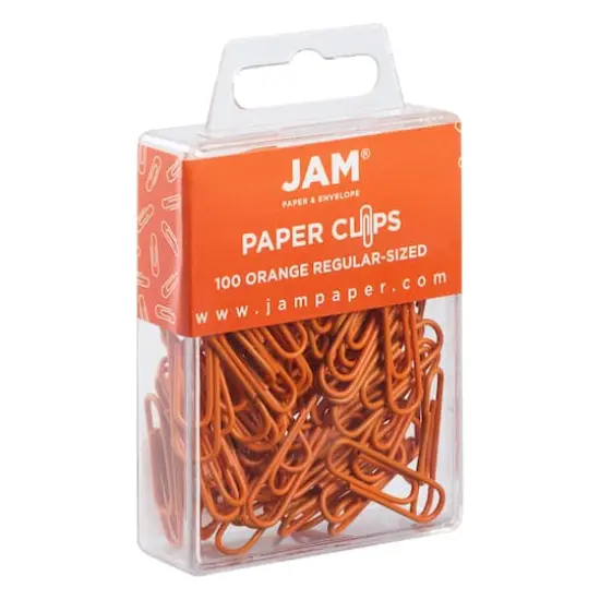 JAM Paper 1" Colorful Standard Paper Clips, 2 Packs of 100 Orange {4}