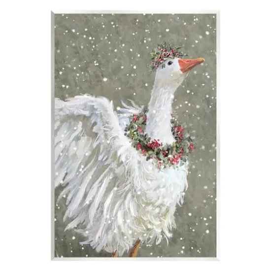 Stupell Industries Winter Goose Seasonal Botanicals Wall Plaque Art {1}