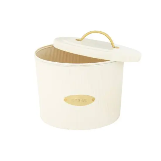 Hello Honey&reg; 10.75" White Oval Metal "Bread" Box with Lid {5}