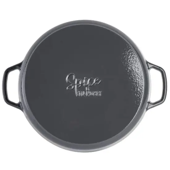 Spice By Tia Mowry Savory Saffron 6qt. Enameled Cast Iron Dutch Oven with Lid Charcoal {4}