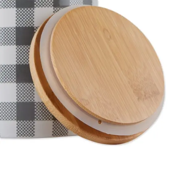 DII&reg; Buffalo Check Ceramic Canister Set Gray and White {7}