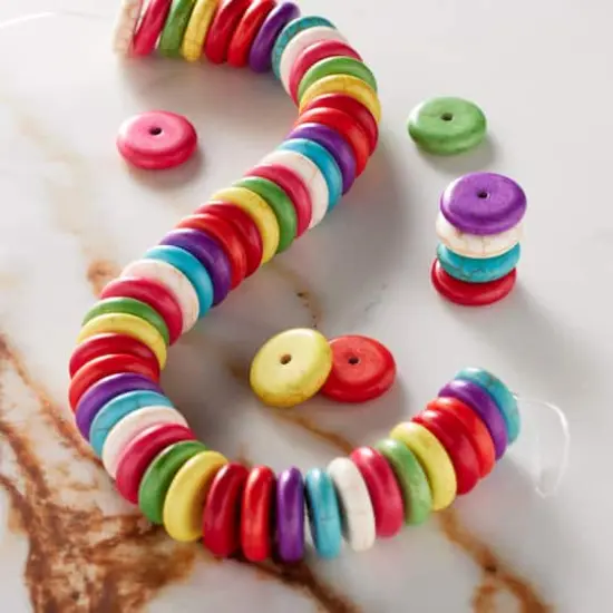 Colorful Howlite Stone Rondel Beads, 11mm by Bead Landing&trade; {3}