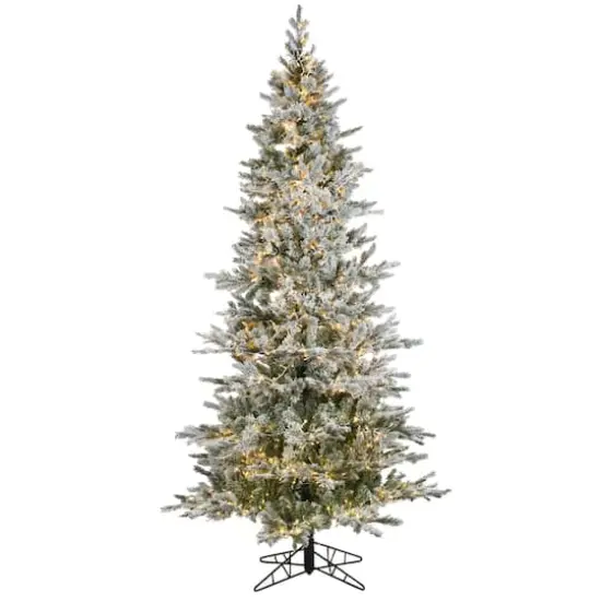 6.5ft. Pre-Lit Flocked Kiana Artificial Christmas Tree, Wide Angle Warm White LED Lights {1}