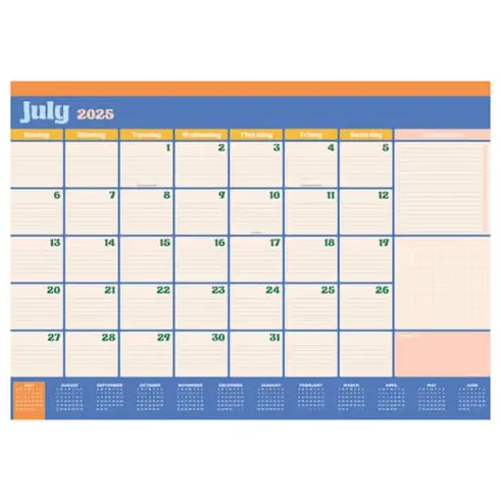 July 2025 - June 2026 Medium Sherbet Desk Pad Monthly Blotter Calendar {1}