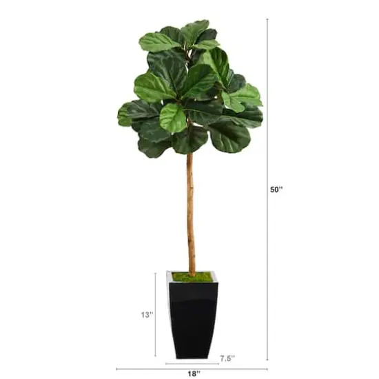 4ft. Fiddle Leaf Artificial Tree in Black Metal Planter {3}