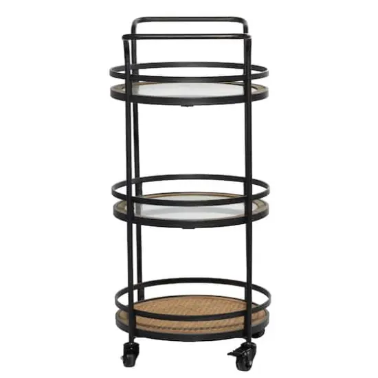 Brown Wood Industrial Bar Cart 35" x 21" x 16" {4}