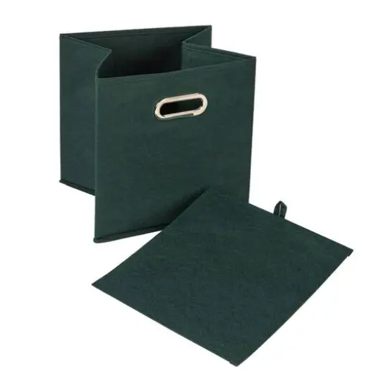 Household Essentials Square Storage Bin Dark Green {3}